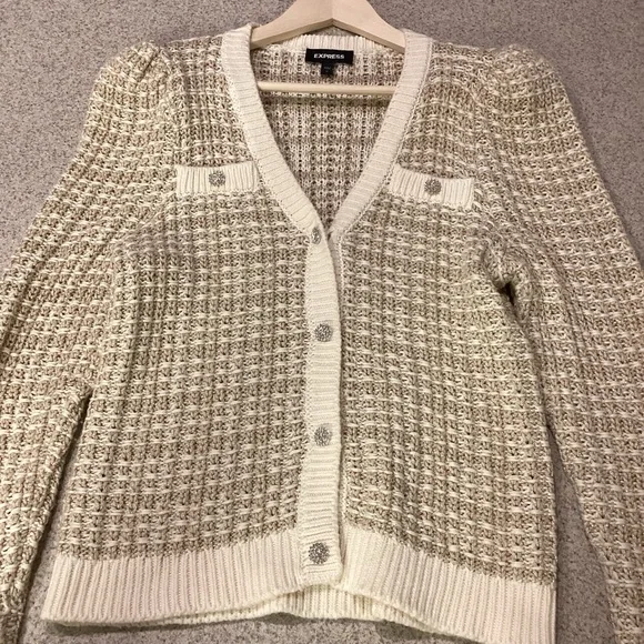 Express Puff Sleeve Novelty Sweater Jacket - Picture 4 of 11